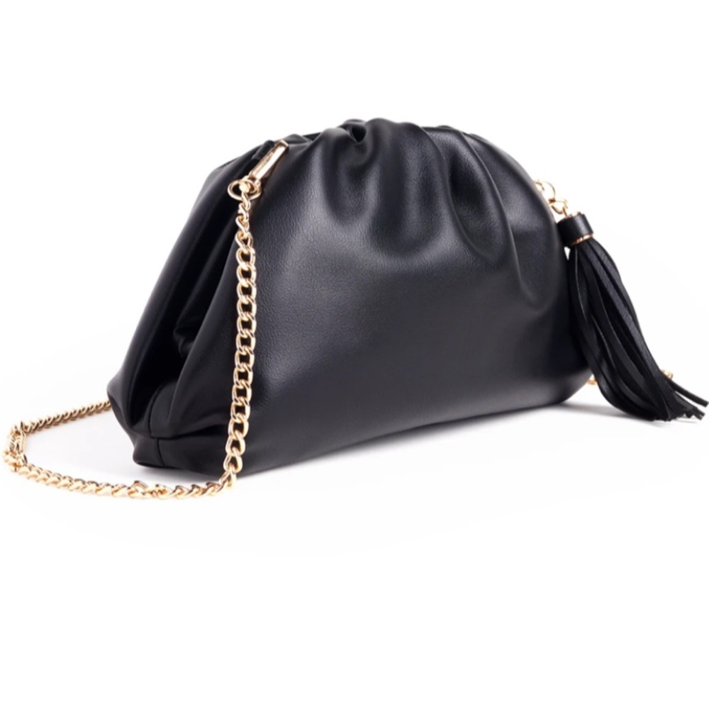 NWT Understated Leather Crescent Clutch
